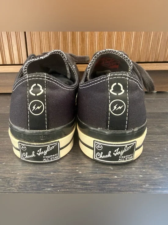 FRAGMENT DESIGN x MONCLER x CONVERSE UNISEX SNEAKERS, US MENS 9/WOMENS 11, BLACK - Picture 8 of 14